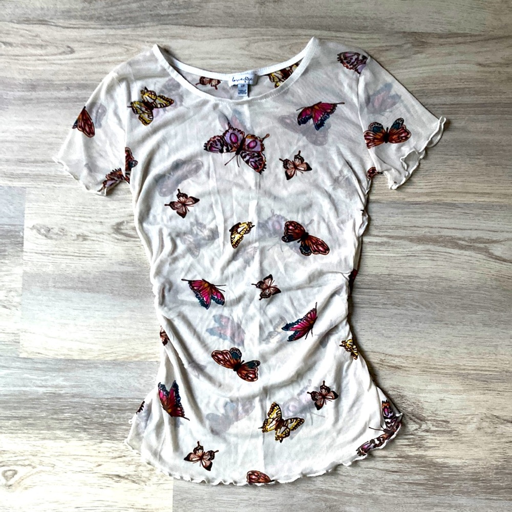 White sheer butterfly top 🦋